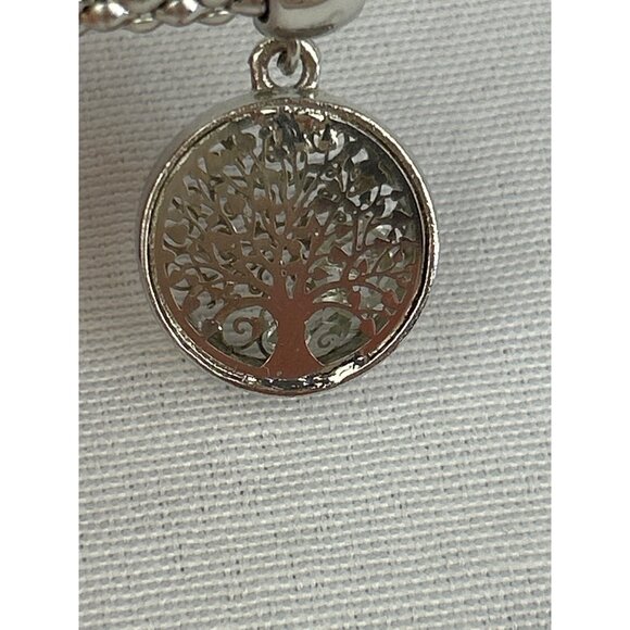 Intricate Silver Tone Tree Of Life Charm Bracelet Braided Adjustable Chain - Picture 2 of 5